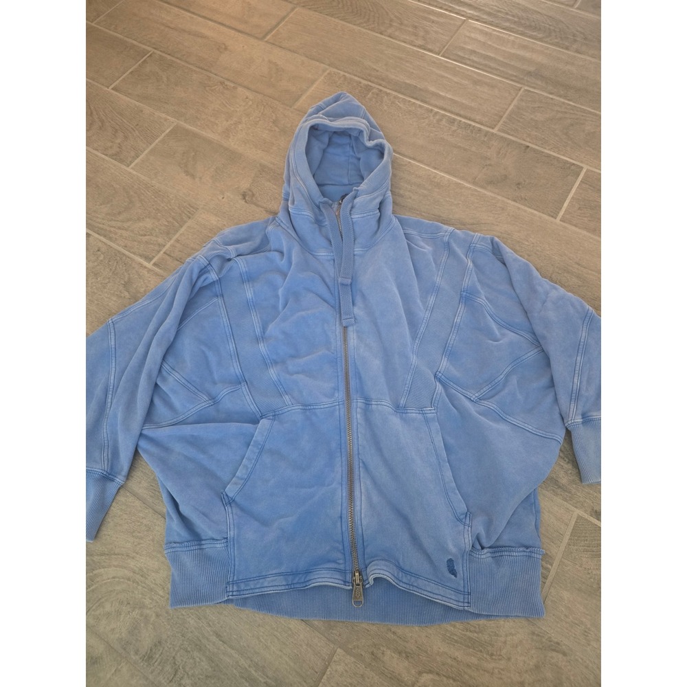 FP Movement Free People All Your Love Hoodie Athleisure Zip Up Blue XS Small Med